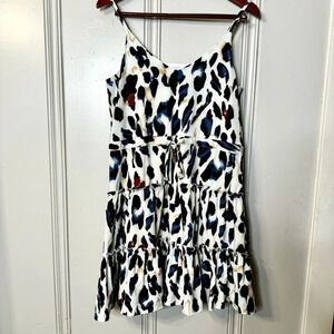 NWT She + Sky Tiered Ruffle Animal Print Spaghetti Strap Sundress Slip Dress M